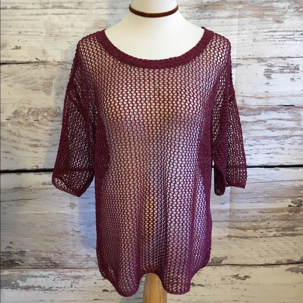 Burgundy transparent sweater